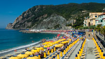 The largest beach in the Cinque Terre: Fegina, Monterosso al Mare, Italy