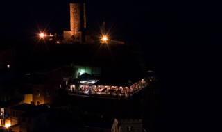 Ristorante Belforte di notte, Vernazza, Cinque Terre, Italia